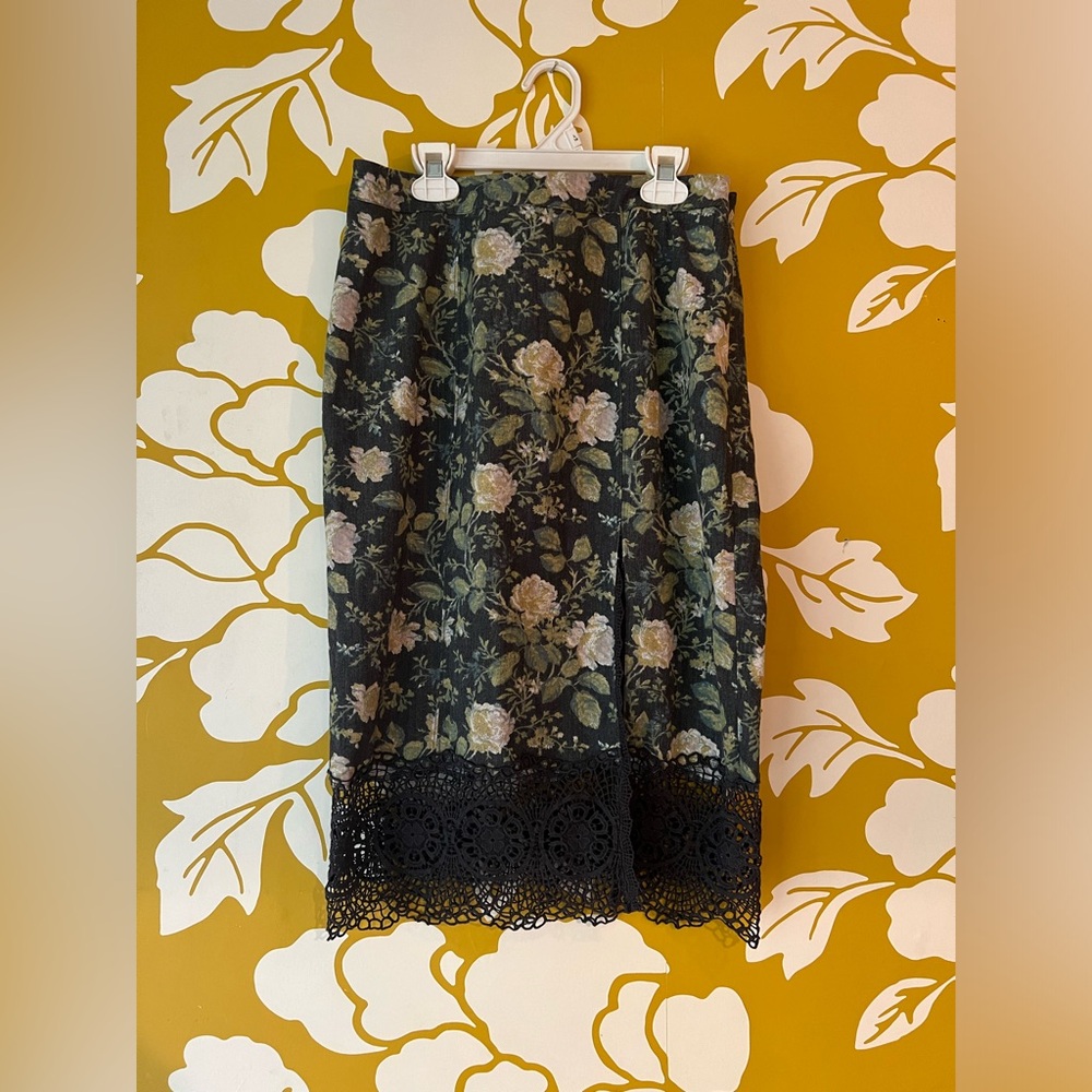 Free People Floral Pencil Skirt